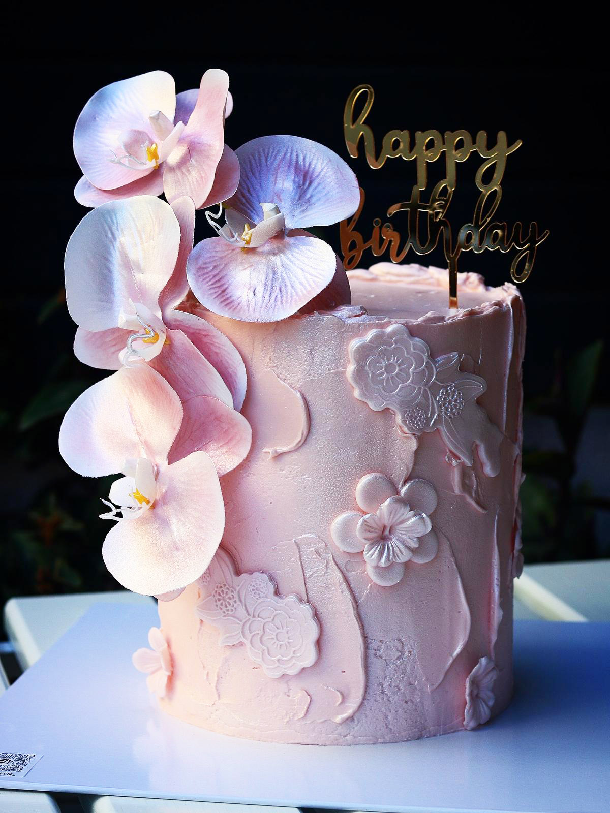 Orkide Fısıltısı Romantik Pembe Doğum Günü Pastası 01